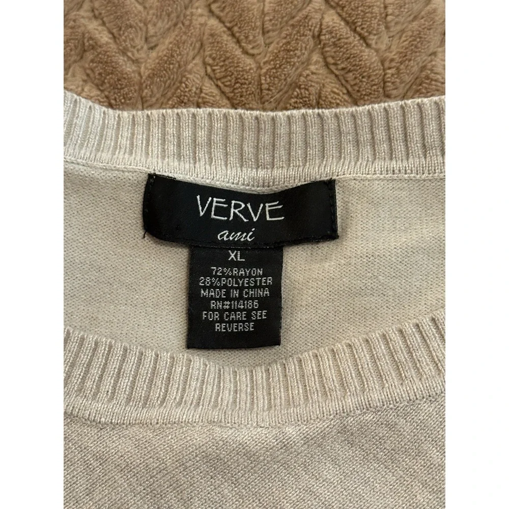 Verve Ami Womens XL Sweater Tan Heather Asymmetrical Hem Boho Coastal Preppy